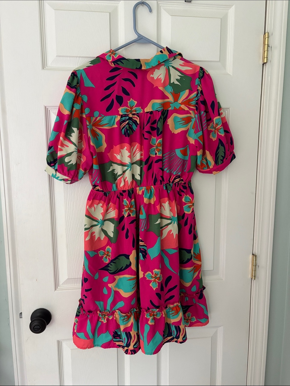 JODIFL Pink Tropical Floral Button-Front Dress - Picture 3 of 3